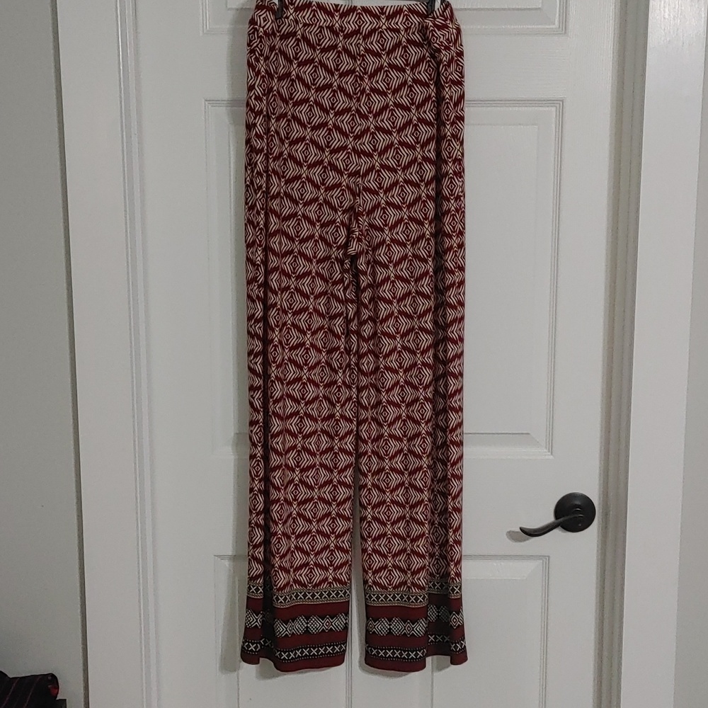 Plus Size High Waisted Palazzo Pants size 14/16W Burgundy Business Casual EUC - Picture 6 of 7